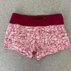 Lululemon 6 Run Times Short II 4 Inch Pink Floral Bloom White Star Ruby